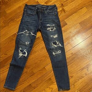 American Eagle Outfitters Women's Ripped Dark Blue jegging